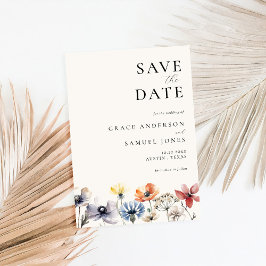Boho Watercolor Wildflower Floral Wedding Save The Date