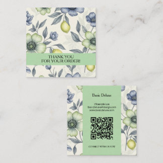 Boho Watercolor Wildflower Thank you card Quadratische Visitenkarte