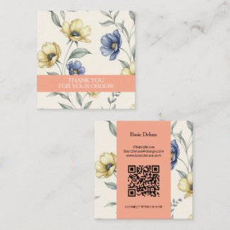 Boho Watercolor Wildflower Thank you card Quadratische Visitenkarte