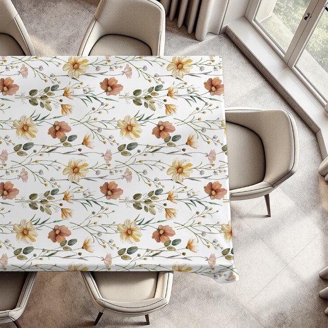 Boho Watercolor Wildflower Tischdecke (Von Creator hochgeladen)