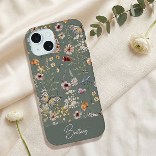 Boho Watercolor Wildflowers iPhone 15 Hülle