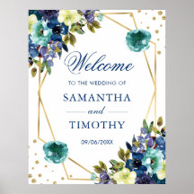 Boho Watercolor Winter Blume Goldrahmen Hochzeit