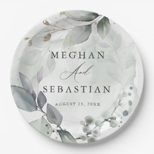 BOHO Watercolor Woodland Foliage Paper Plate Pappteller