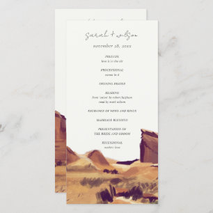 Boho Watercolor Wüste Landscape Wedding Program Dankeskarte