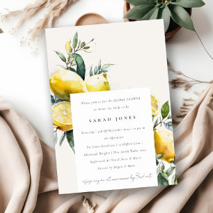 Boho Watercolor Yellow Lemon Garden Brautparty Einladung