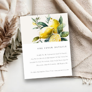 Boho Watercolor Yellow Lemon Garden Wedding Detail Begleitkarte