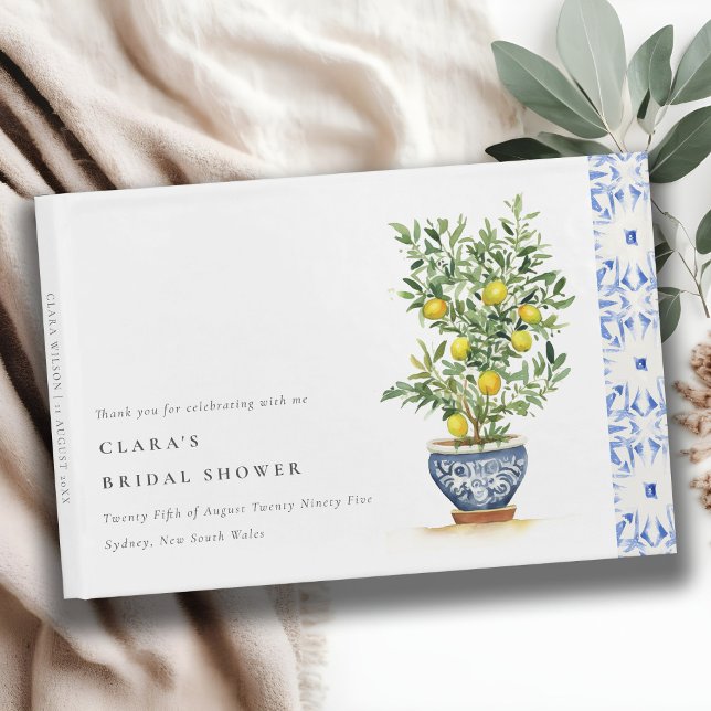 Boho Watercolor Yellow Lemon Tree Brautparty Gästebuch (Von Creator hochgeladen)