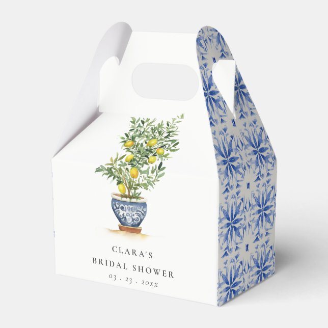 Boho Watercolor Yellow Lemon Tree Brautparty Geschenkschachtel (Vorderseite)