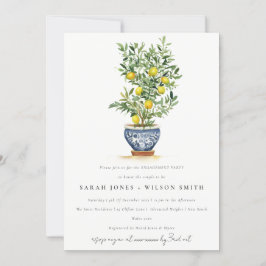 Boho Watercolor Yellow Lemon Tree Verlobung Einladung