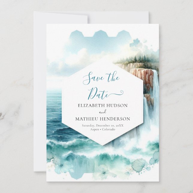 Boho Waves Nautical Wedding Save The Date (Vorderseite)