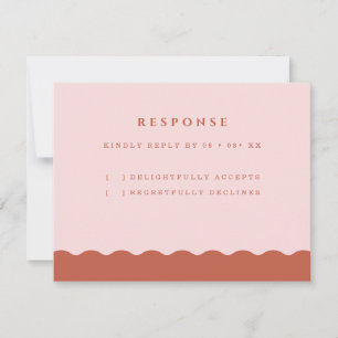 Boho Wavy Edge Terracotta & Blush Wedding RSVP Karte