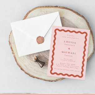 Boho Wavy Frame Blush & Terracotta Wedding Einladung