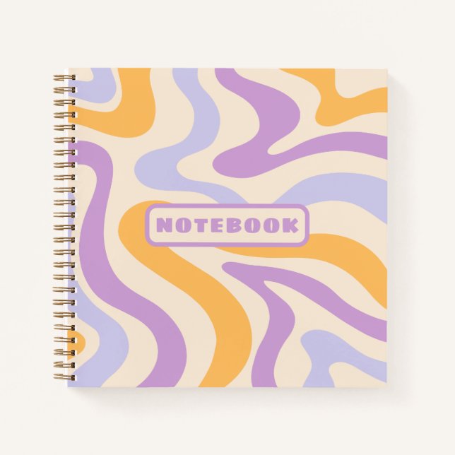 Boho Wavy Linien in Retro Pastels Notizbuch (Vorderseite)