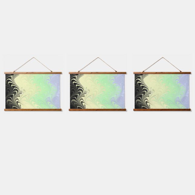 Boho Wavy marmorierte Abstrakte Cassgender Pride F Wandteppich Mit Holzrahmen (Dreifach)