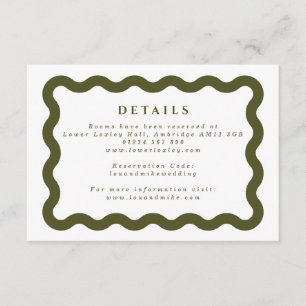 Boho Wavy Rahmen Green & White Wedding Details Begleitkarte