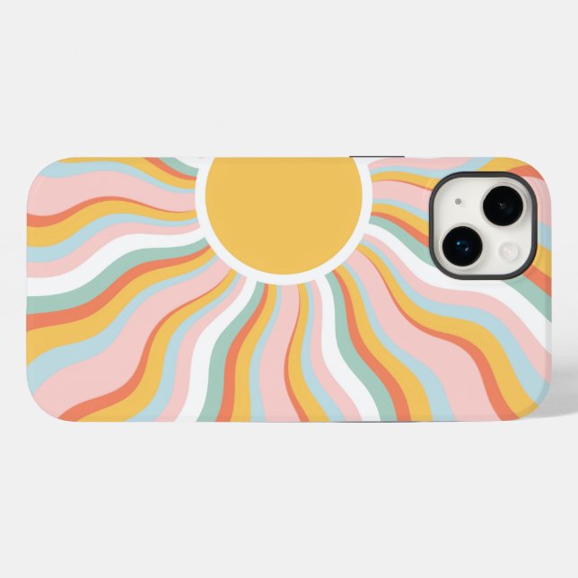 Boho Wavy Sun Rays Retro Design Case-Mate iPhone Hülle (Rückseite (Horizontal))