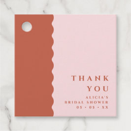 Boho Wavy Terracotta & Blush Danke Baby Dusche Geschenkanhänger