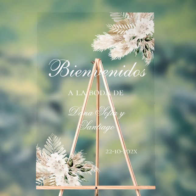 Boho Wedding Begrüßung mattiertes Akryllisches Zei Acrylschild (Neutral)