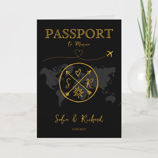Boho Wedding Destination Passport Karte QR Code (Vorderseite)