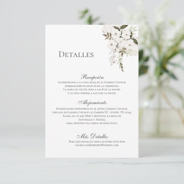 Boho Wedding Details Enclosure Card Dankeskarte (Stehend Vorderseite)