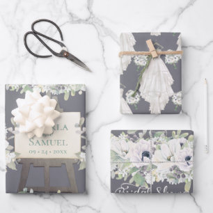 Boho Wedding Dress Lässig Watercolor Brautparty Geschenkpapier Set