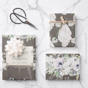 Boho Wedding Dress Lässig Watercolor Brautparty Geschenkpapier Set