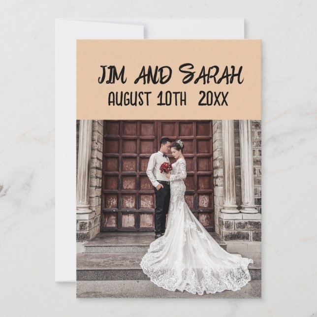 BOHO WEDDING FOTO MINIMILIST CUSTOM EINLADUNGEN (Vorderseite)