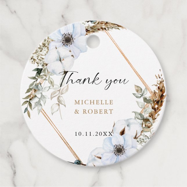 Boho Wedding Frame Elegante Hochzeit im Herbst Geschenkanhänger (Vorderseite)