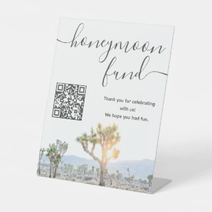 Boho Wedding Joshua Tree Honeymoon Fund QR Code Sockelschild