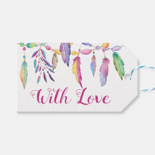 Boho Wedding Liebe Watercolor Feather Indian Geschenkanhänger