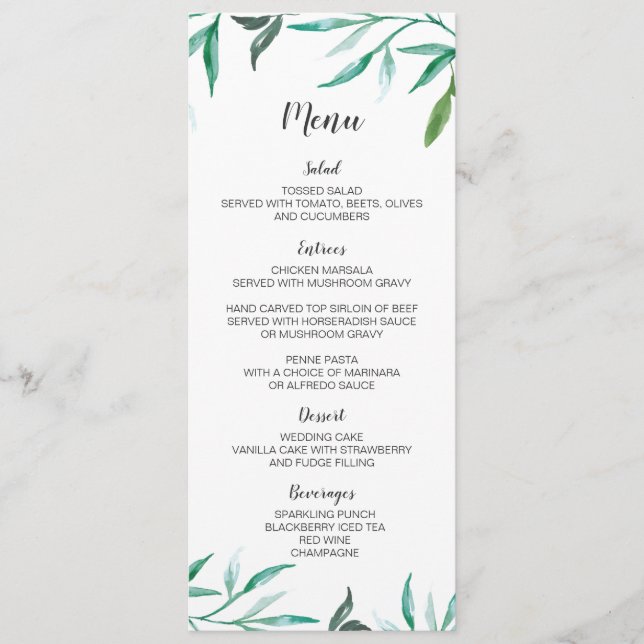 Boho Wedding Menu Card auf zwei Seiten Menükarte (Vorderseite)