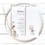 Boho Wedding Menu Menükarte<br><div class="desc">Dieses stilvolle und elegante Hochzeitsmenü besticht durch herrliche,  handbemalte Wildblumen in Aquarelltönen,  die als hübsches Bouquet für den Frühling,  den Sommer oder Hochzeiten im Herbst eingerichtet sind. Finden Sie passende Artikel in der White Boho Wildblume Wedding Collection.</div>