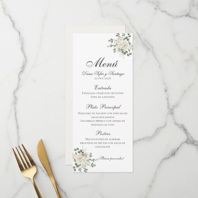 Boho Wedding Menükarte (Vorderseite/Rückseite Beispiel)