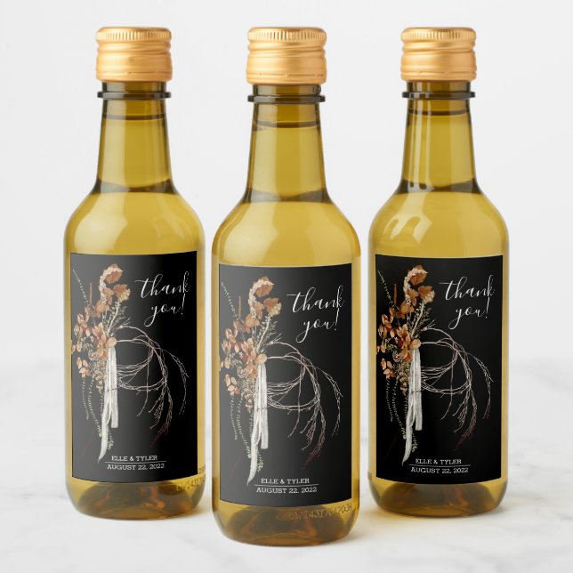 Boho Wedding Mini Wein Flasche Etikett (Flaschen)