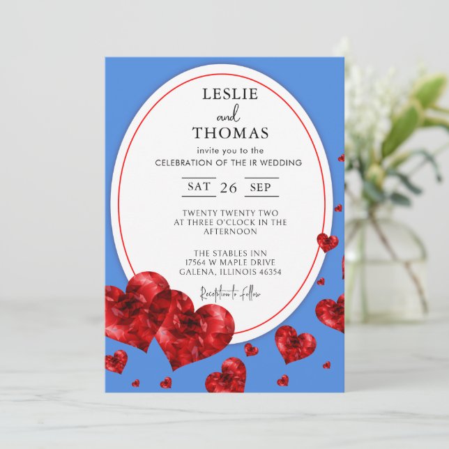 Boho Wedding, Pampas Gras Set, Moderne Hochzeit Einladung (Stehend Vorderseite)