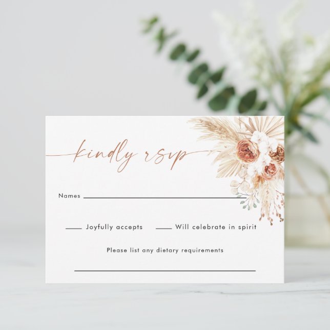 Boho Wedding RSVP Card | 3.5x5"-Antwortkarte Dankeskarte (Stehend Vorderseite)