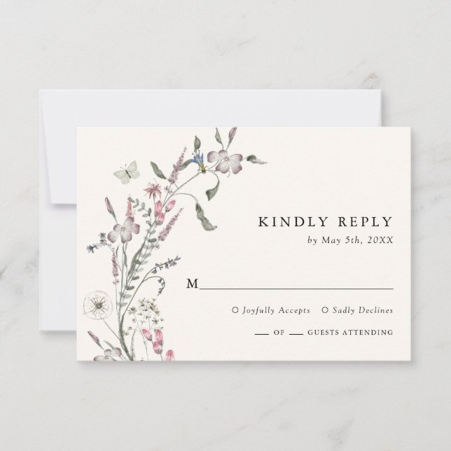 Boho Wedding RSVP Card Karte (Vorderseite)