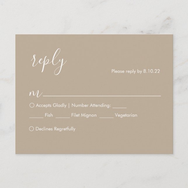 Boho Wedding RSVP Card, Optionen zum Essen Postkarte (Vorderseite)