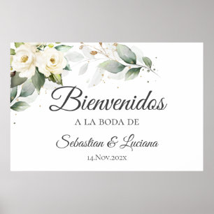Boho Wedding Spanish Welcome sign Poster