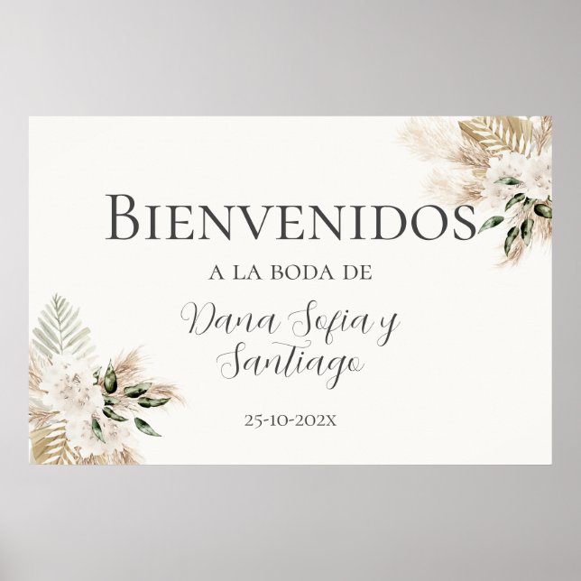 Boho Wedding Spanish Welcome sign Poster (Vorne)