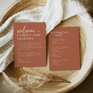 Boho Wedding Welcome Bag Letter Timeline Card Menükarte