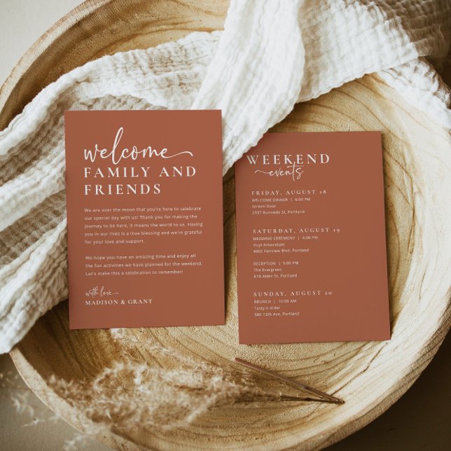 Boho Wedding Welcome Bag Letter Timeline Card Menükarte (Von Creator hochgeladen)