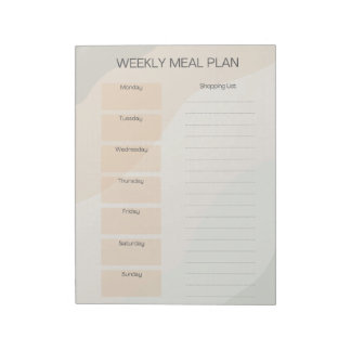 Boho Weekly Meal Plan Notepad Notizblock
