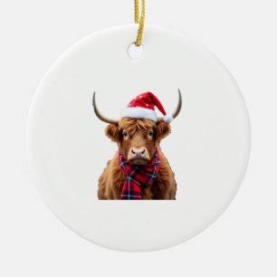 Boho Weihnachten Highland Kuh T-Shirt (2) Keramik Ornament