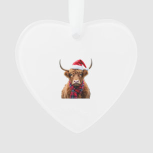 Boho Weihnachten Highland Kuh T-Shirt (2) Ornament