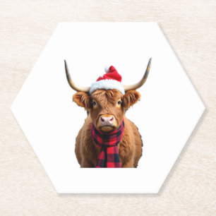Boho Weihnachten Highland Kuh T-Shirt (3) Untersetzer