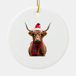 Boho Weihnachten Highland Kuh T-Shirt (4) Keramik Ornament