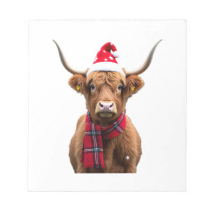 Boho Weihnachten Highland Kuh T-Shirt (4) Notizblock