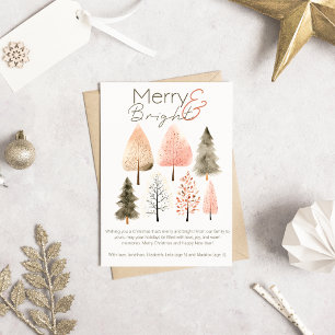 Boho-Weihnachten Pastell Handgezeichnete Bäume Fot Feiertagskarte