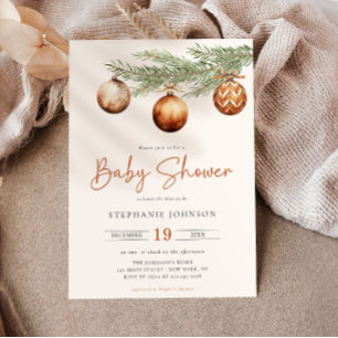 Boho-Weihnachts-Baby-Party Winter Einladung